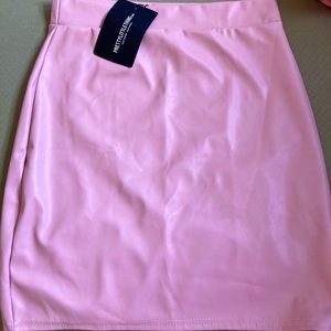 Pink Faux Leather Mini Skirt